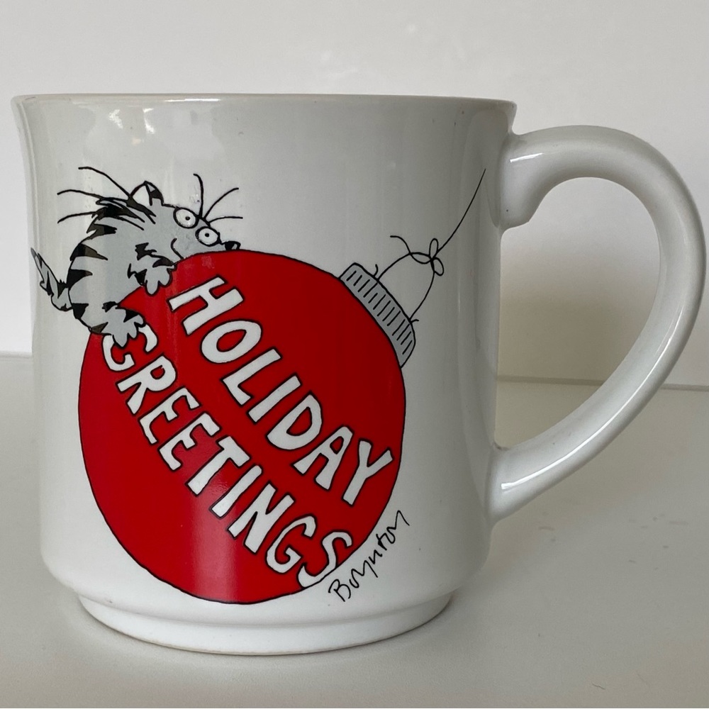 Vintage Sandra Boynton Coffee Mug 10 oz Cup Holiday Greetings Christmas Ceramic
